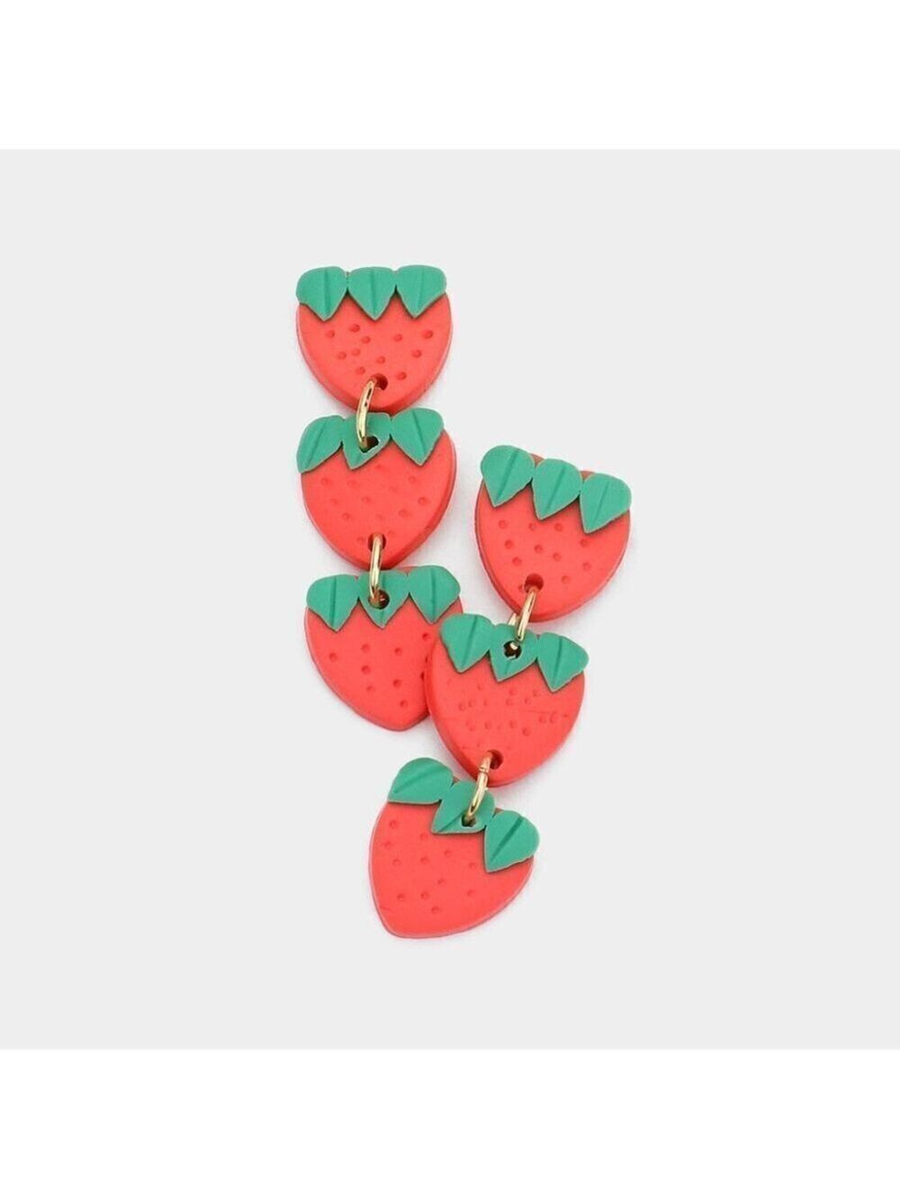 NEW Strawberry Fruit Clay Dangle Earrings